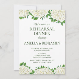 Invitación Hidrangeas Blancas Elegante Ensayo De Boda Cena