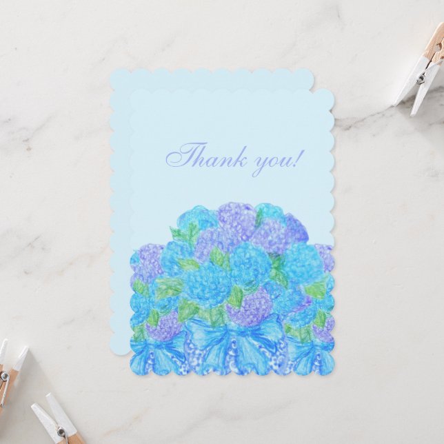 Invitación Hidrangeas dibujadas a mano en una bolsa (Anverso/Reverso In Situ)