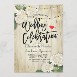 Invitación Hidrangeas Floral Rústica Boda de luz de cuerda de