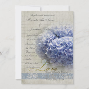 Invitación Hidrángulas azules románticas Boda