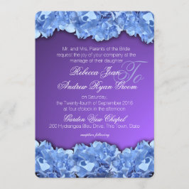 Invitación Hidrángulas azules y morado de lavanda