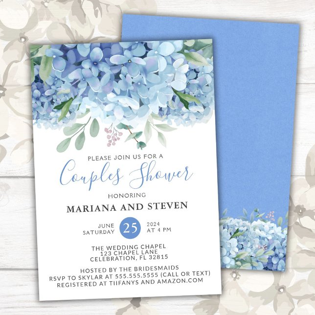 Invitación Hidrángulos Azules Boda Floral Ducha Parejas (Subido por el creador)