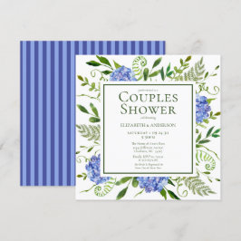Invitación Hidrángulos Azules Hidrocolor Floral Ducha Pareja