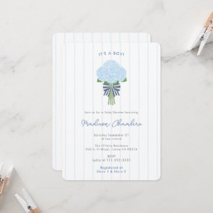 Invitación Hidrángulos azules precoces modernos ducha de bebé