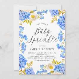 Invitación Hidrángulos de color azul Bebé floral Sprinkle