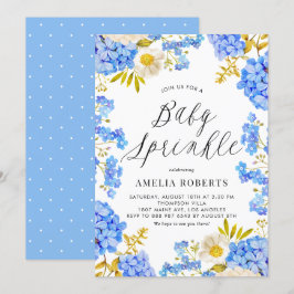 Invitación Hidrángulos de color azul Bebé floral Sprinkle