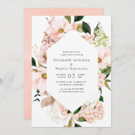 Invitación Hidrángulos Florales Rosa Rubor Ducha Pareja