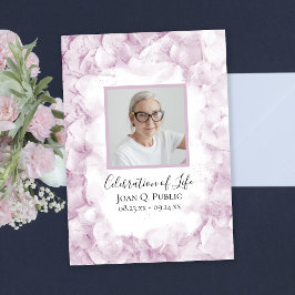 Invitación Hidrángulos rosados Celebración de la vida en acua