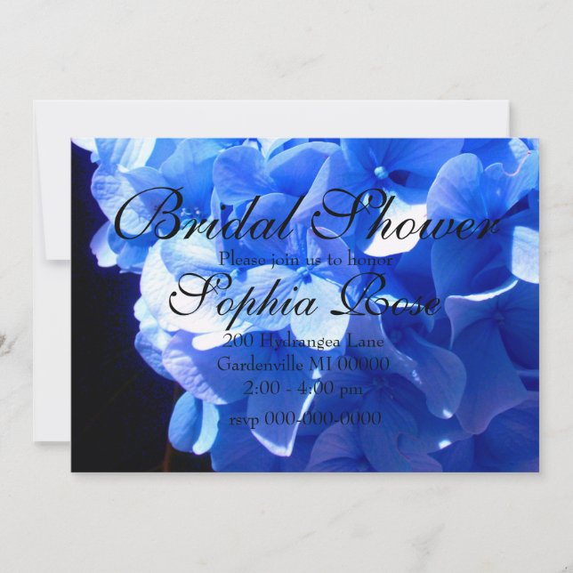 Invitación Hidrenajes azules florales de cobalto elegantes az (Anverso)