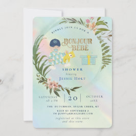 Invitación Hídrico acuarela Holograma Bonjour Boy bebé