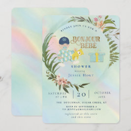 Invitación Hídrico acuarela Holograma Bonjour Boy bebé