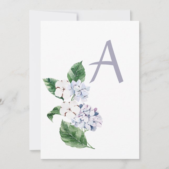 Invitación HIDROANGEA de primavera con carta personalizable (Anverso)