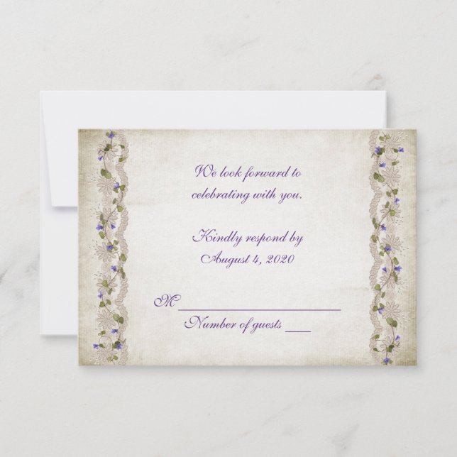 Invitación Hiedra y encaje para RSVP de boda (Anverso)