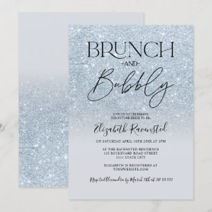 Invitación Hielo azul purpurina moda brunch burbujeante ducha