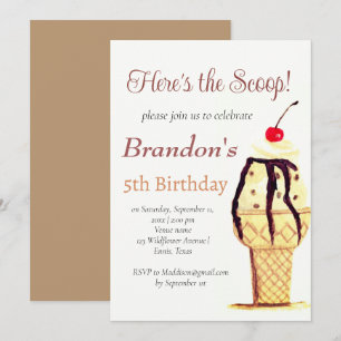 Invitación Hielo Crema 5º Nacimiento Niño Acuarela