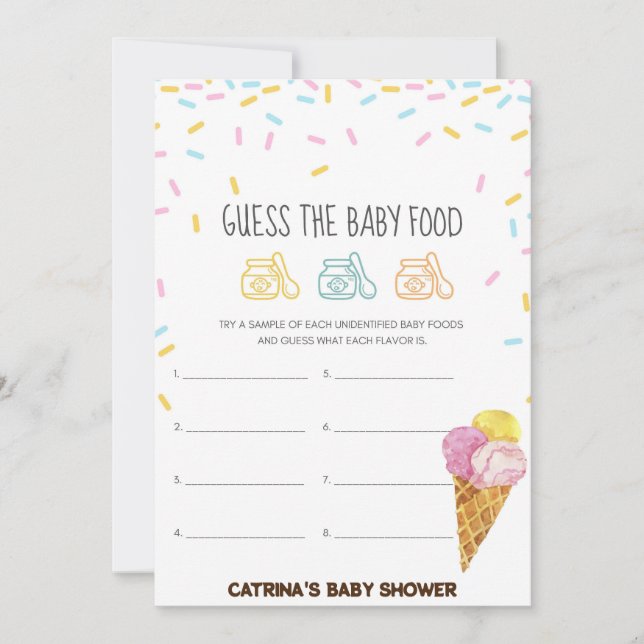 Invitación Hielo Crema Sprinkle Baby Shower -Nombre editable, (Anverso)