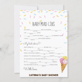 Invitación Hielo Crema Sprinkle Baby Shower -Nombre editable,