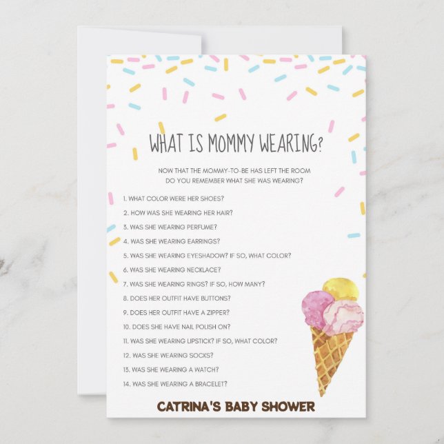 Invitación Hielo Crema Sprinkle Baby Shower -Nombre editable, (Anverso)