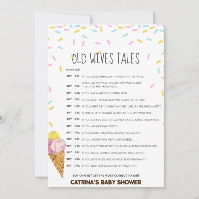 Invitación Hielo Crema Sprinkle Baby Shower -Nombre editable, (Anverso)