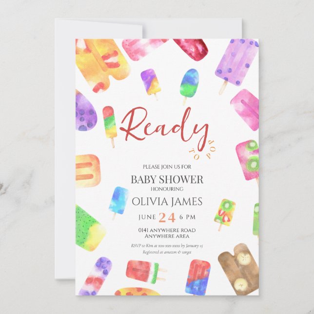 Invitación Hielo crema temática ducha bebé (Anverso)