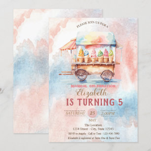 Invitación Hielo Cremas Acuarela Splash Cumpleaños