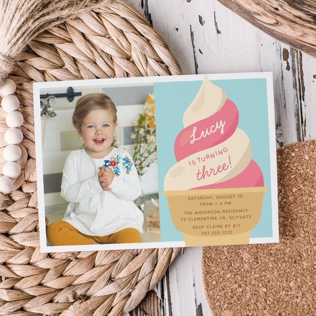 Invitación Hielo de fresa Crema Niños Fiesta de Cumpleaños Fo (Subido por el creador)