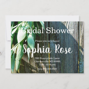 Invitación Hierba botánica de Boho hojas rústico Madera de Ba