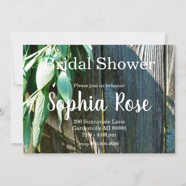 Invitación Hierba botánica de Boho hojas rústico Madera de Ba (Anverso)