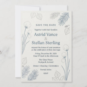 Invitación Hierba de Algodón, Agujas de Pino, Hojas de Abedul