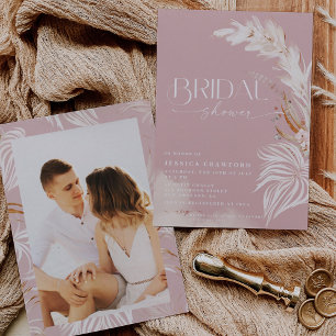Invitación Hierba de Pampas Boho Rosa Polvoriento Foto Desayu