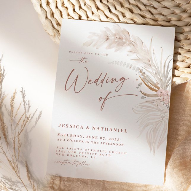 Invitación Hierba de Pampas Floral Boho Moderna (Subido por el creador)