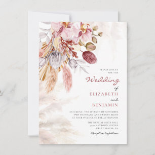 Invitación Hierba de Pampas Floral Terracota Tostada Boda