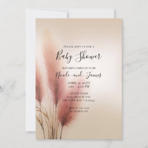 Invitación Hierba de Pampas Rosa Fiesta de Bebé Bohemio Boho