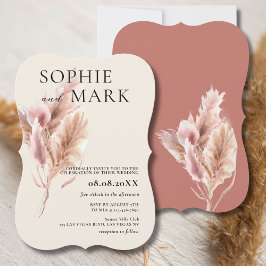 Invitación Hierba de Pampas Rústico Boho Rosa Malva