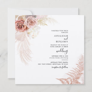 Invitación Hierba Moderna de Pampas Palmas Secas Floral Boda