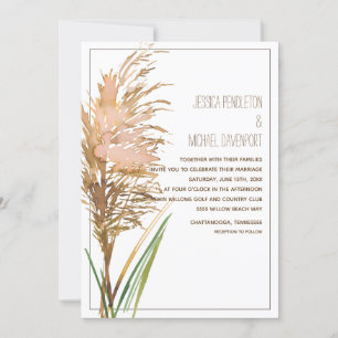 Invitación Hierba rústica de las Pampas en boda blanca
