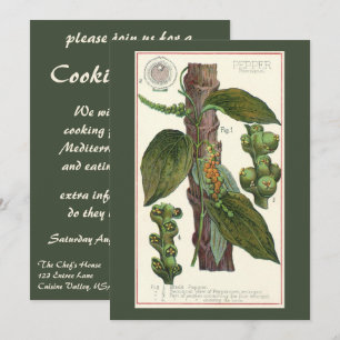 Invitación Hierbas Especias Comida Antigua, Planta de Pimient