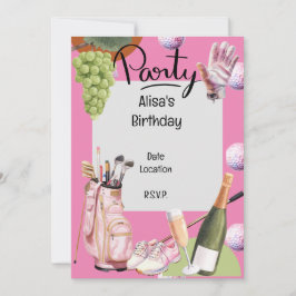 Invitación Hierro de golf con bola en rosa para jugar al golf