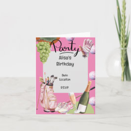 Invitación Hierro de golf con bola en rosa para jugar al golf