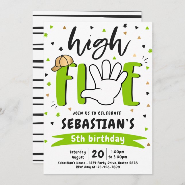 Invitación High Five Birthday Hi Five Five Birthday Party (Anverso / Reverso)