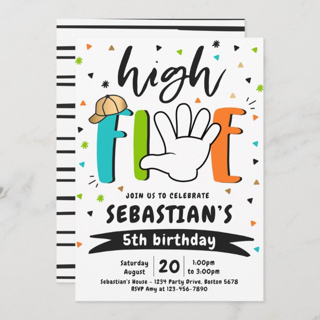 Invitación High Five Birthday Hi Five Five Birthday Party (Anverso / Reverso)