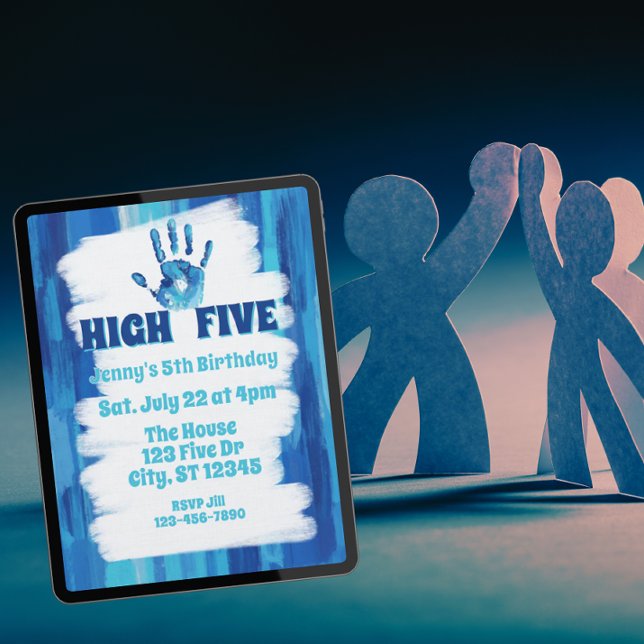 Invitación High Five, Blue Painted 5th Birthday (Subido por el creador)