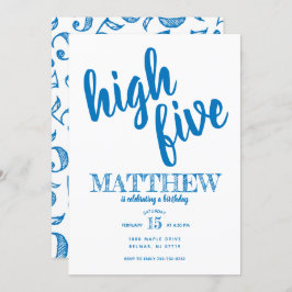 Invitación High Five Fifth Birday Invitation Blue