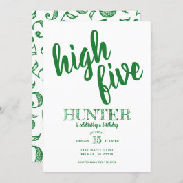 Invitación High Five Fifth Birday Invitation Green