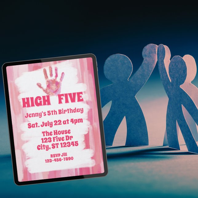Invitación High Five, Pink Painted 5th Birthday (Subido por el creador)