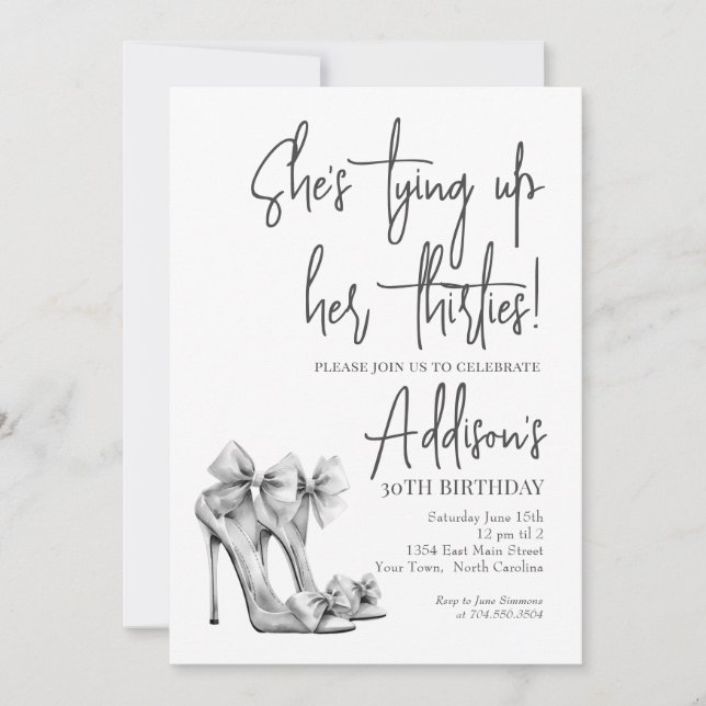 Invitación High Heel black bow 30th Birthday Party Invitation (Anverso)