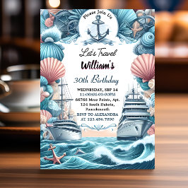 Invitación High Ocean Waves Travel Anchor Yacht 40 cumpleaños