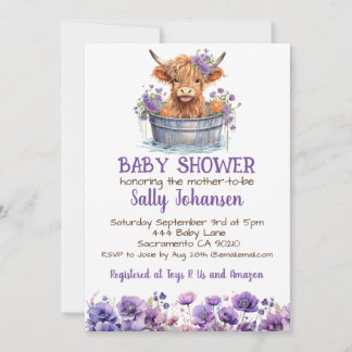 Invitación Highland Cow Baby Shower