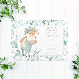 Invitación Highland Cow Boho Segundo Cumpleaños