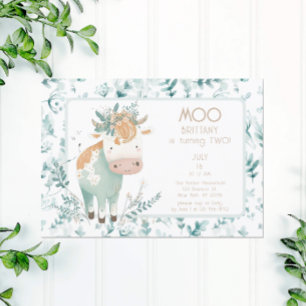 Invitación Highland Cow Boho Segundo Cumpleaños